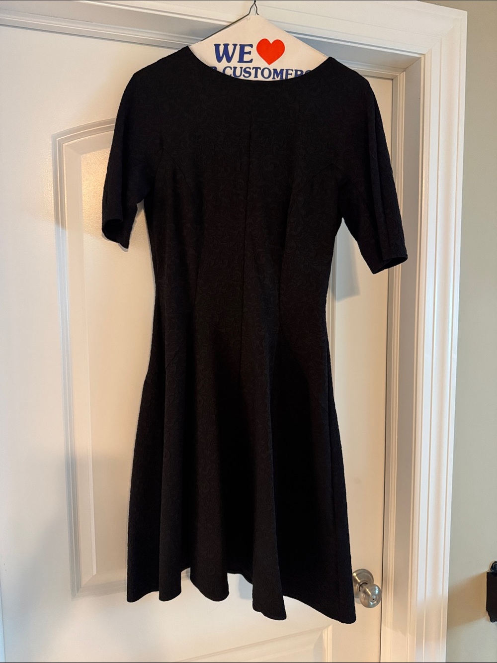 Classic Black Short-Sleeve Fit & Flare Dress